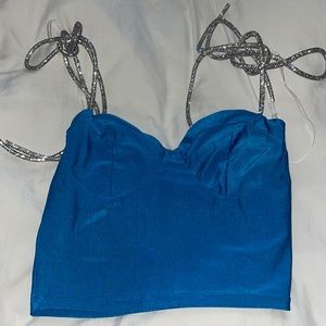 Windsor NWT cobalt blue busier top with crystal straps